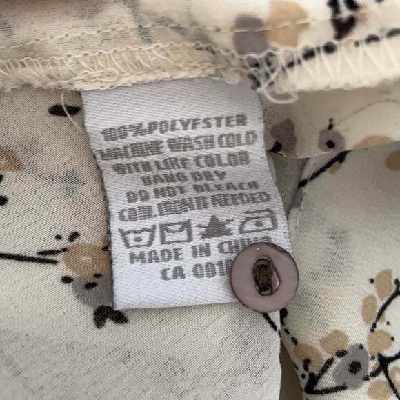 PURE ALFRED SUNG CREAM SLEEVELESS FLORAL SHELL TOP , RUFFLE DETAIL  XL - Picture 7 of 7